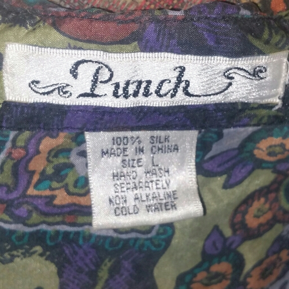 100% Silk Ladies Button Blouse Sz L - Picture 3 of 3